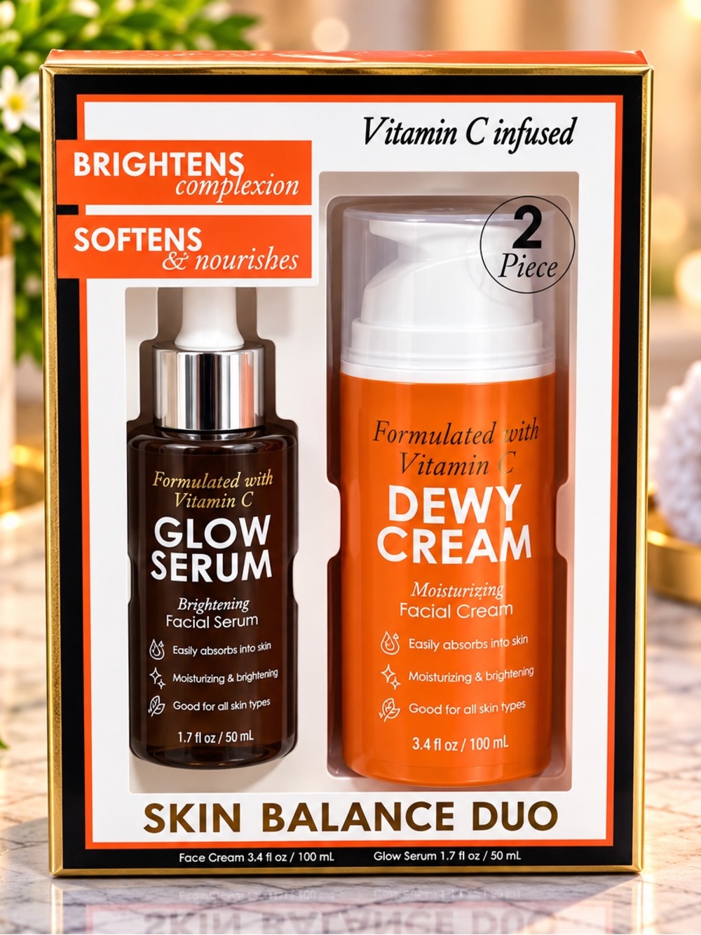 Skin Balance Duo - Vitamin C Dewy Cream & Glow Serum (Orange)